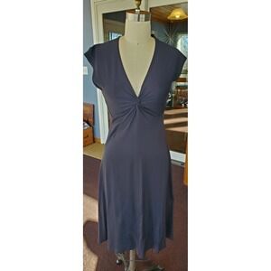 Patagonia Women's S Short Sleeve Twist Front V Neck Midi Dress Black